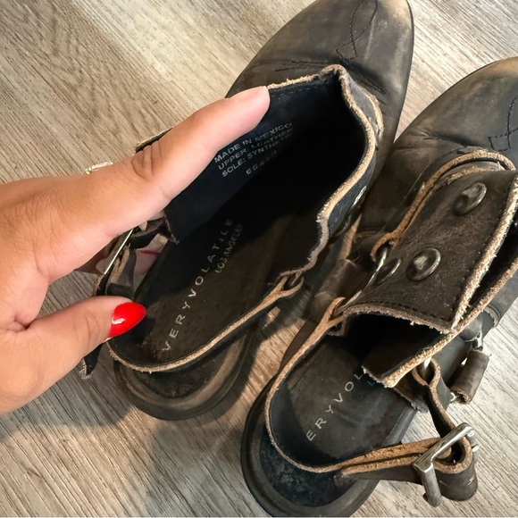 Very Volatile Charcoal Harness Distressed Leather Ankle Boots - Picture 6 of 7